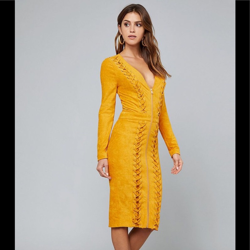 *Sold*Bebe Lace up Suede Midi Dress